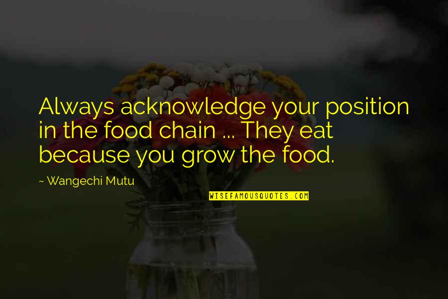 Shepelevo Quotes By Wangechi Mutu: Always acknowledge your position in the food chain Shepelevo Quotes By Wangechi Mutu: Always acknowledge your position in the food chain