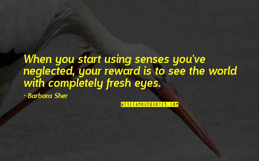 Sher Quotes By Barbara Sher: When you start using senses you've neglected, your