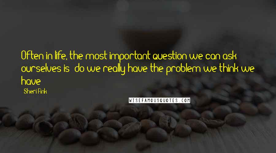 Sheri Fink quotes: Often in life, the most important question we can ask ourselves is: do we really have the problem we think we have?