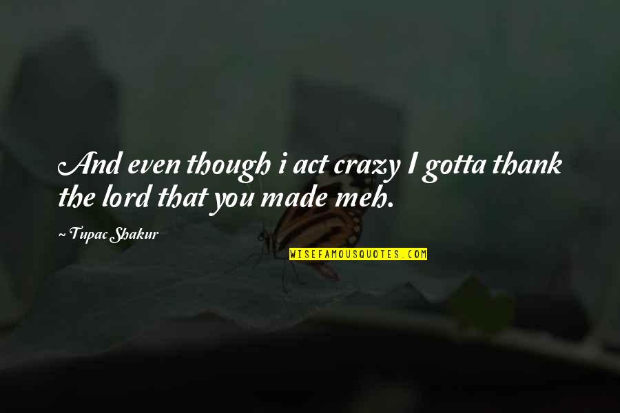 Shermy Surfrajettes Quotes By Tupac Shakur: And even though i act crazy I gotta