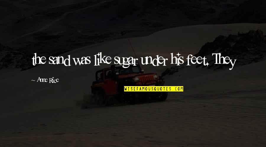 Sheroo Lion Quotes By Anne Rice: the sand was like sugar under his feet. Sheroo Lion Quotes By Anne Rice: the sand was like sugar under his feet.