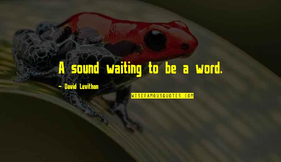 Sherri And Terri Quotes By David Levithan: A sound waiting to be a word.