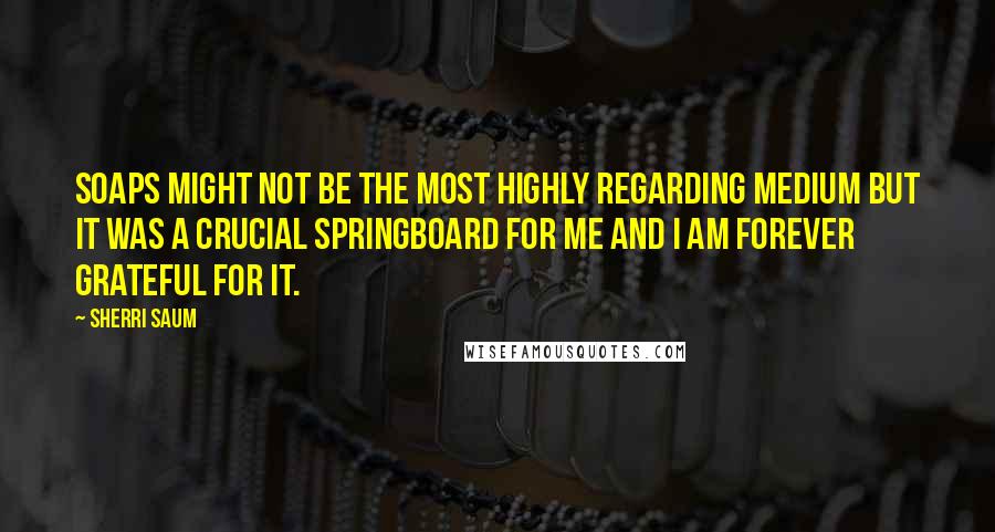 Sherri Saum quotes: Soaps might not be the most highly regarding medium but it was a crucial springboard for me and I am forever grateful for it.