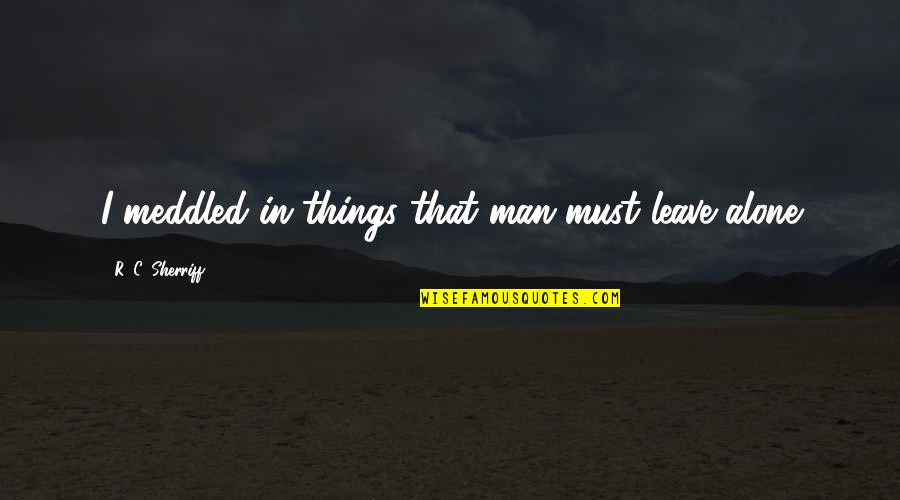 Sherriff Quotes By R. C. Sherriff: I meddled in things that man must leave Sherriff Quotes By R. C. Sherriff: I meddled in things that man must leave