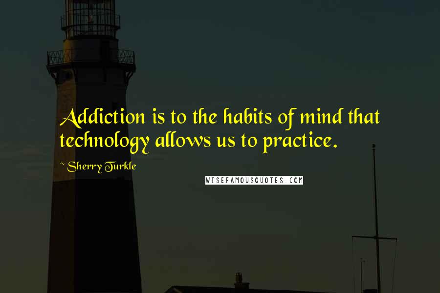 Sherry Turkle quotes: Addiction is to the habits of mind that technology allows us to practice.