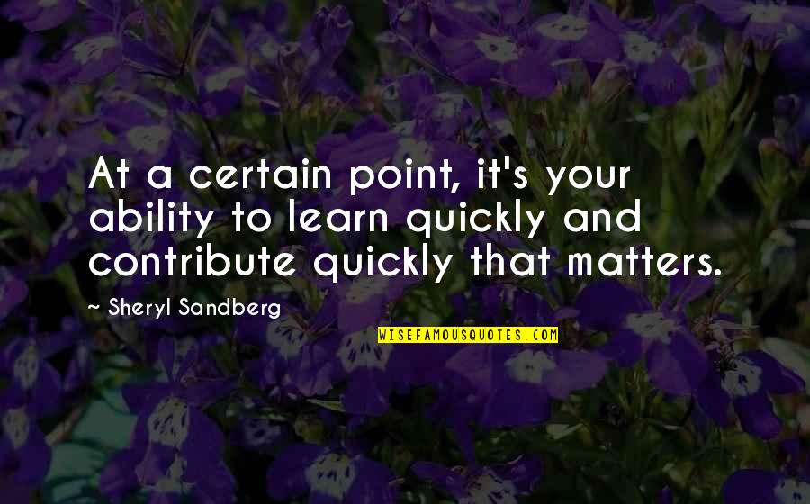 Sheryl Sandberg Quotes By Sheryl Sandberg: At a certain point, it's your ability to