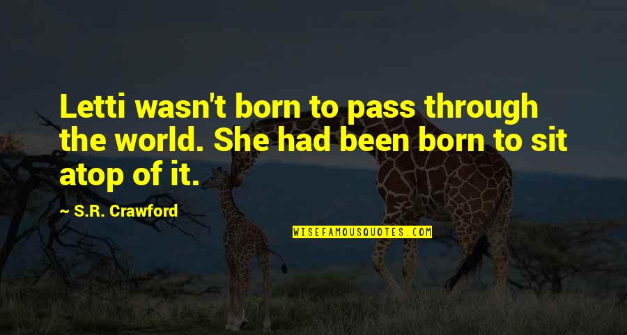 She's Been Through So Much Quotes By S.R. Crawford: Letti wasn't born to pass through the world.