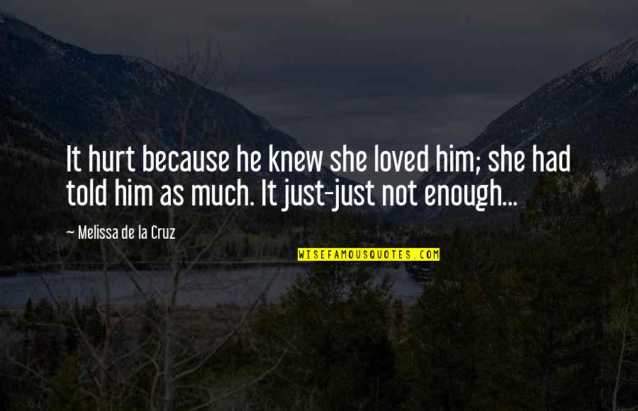 She's Had Enough Quotes By Melissa De La Cruz: It hurt because he knew she loved him;