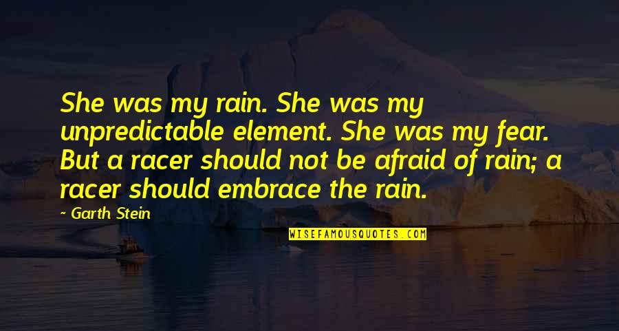 She's Not Afraid Quotes By Garth Stein: She was my rain. She was my unpredictable