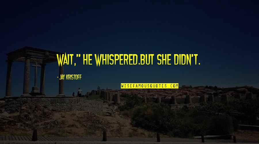 She's Sad Quotes By Jay Kristoff: Wait," he whispered.But she didn't.