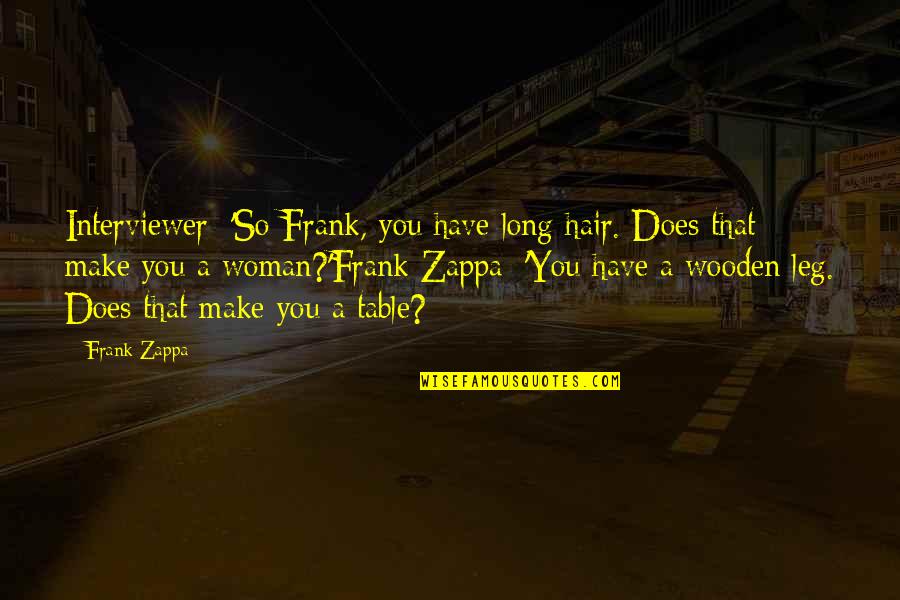 Shes Strong But Quotes By Frank Zappa: Interviewer: 'So Frank, you have long hair. Does Shes Strong But Quotes By Frank Zappa: Interviewer: 'So Frank, you have long hair. Does