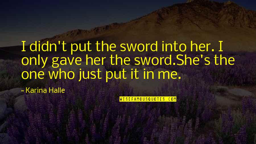 She's The Only One Quotes By Karina Halle: I didn't put the sword into her. I