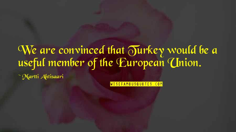 Sheshlili Quotes By Martti Ahtisaari: We are convinced that Turkey would be a Sheshlili Quotes By Martti Ahtisaari: We are convinced that Turkey would be a