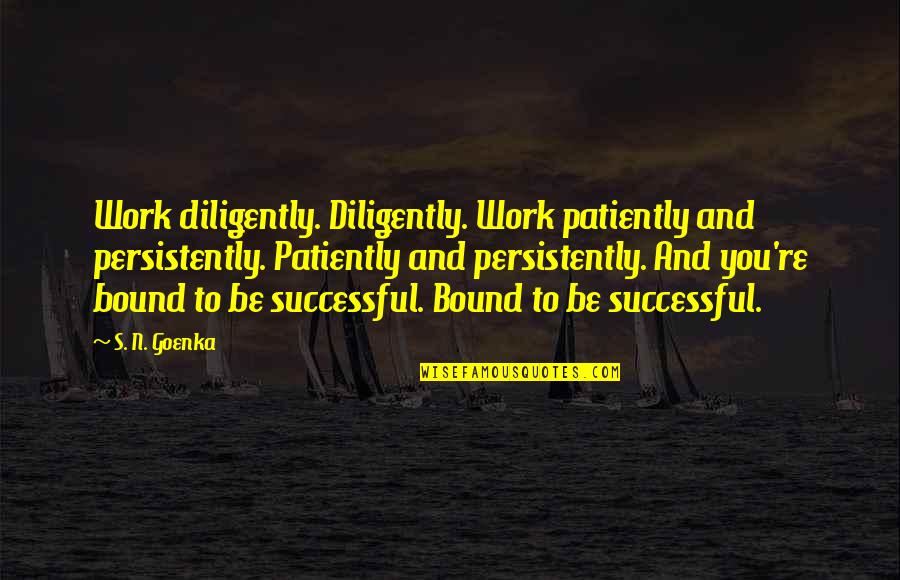 Shetcliffe Lane Quotes By S. N. Goenka: Work diligently. Diligently. Work patiently and persistently. Patiently