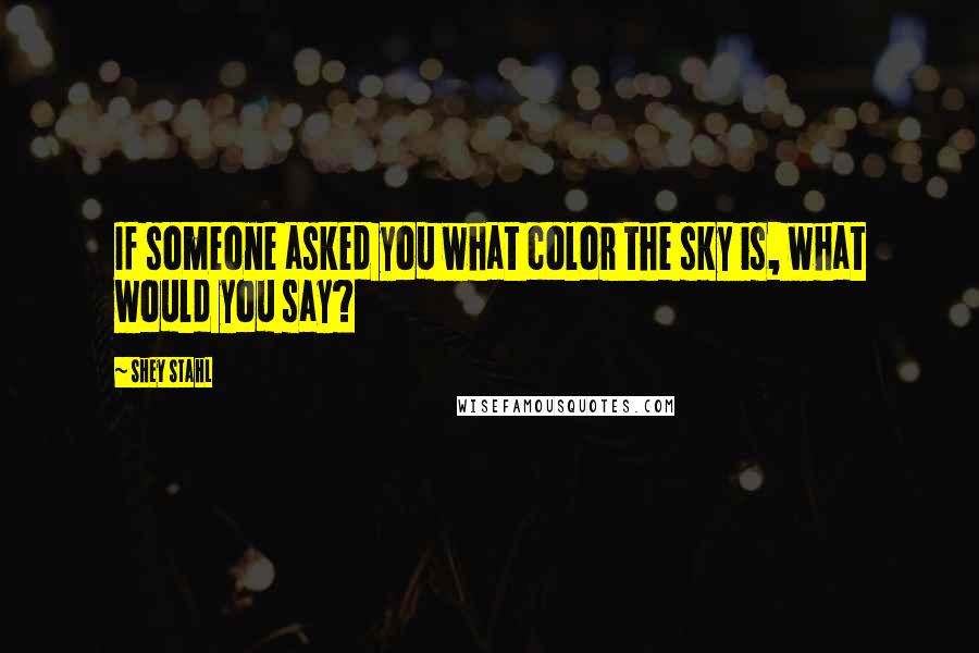 Shey Stahl quotes: If someone asked you what color the sky is, what would you say?