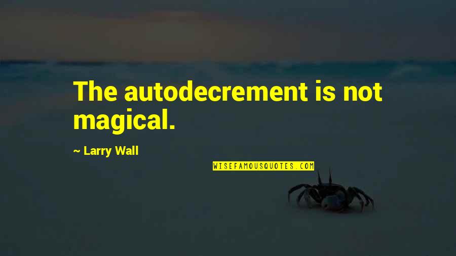 Shier Private Quotes By Larry Wall: The autodecrement is not magical.