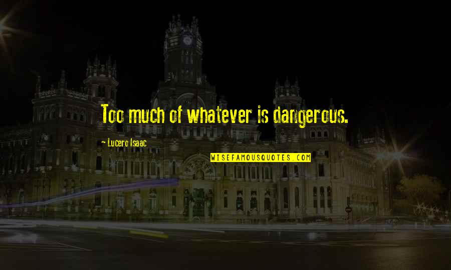 Shigeru Yoshida Quotes By Lucero Isaac: Too much of whatever is dangerous.