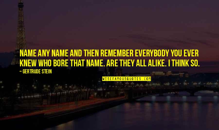 Shikanji Quotes By Gertrude Stein: Name any name and then remember everybody you Shikanji Quotes By Gertrude Stein: Name any name and then remember everybody you