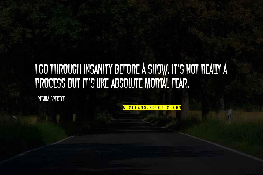 Shimamura Music Quotes By Regina Spektor: I go through insanity before a show. It's Shimamura Music Quotes By Regina Spektor: I go through insanity before a show. It's