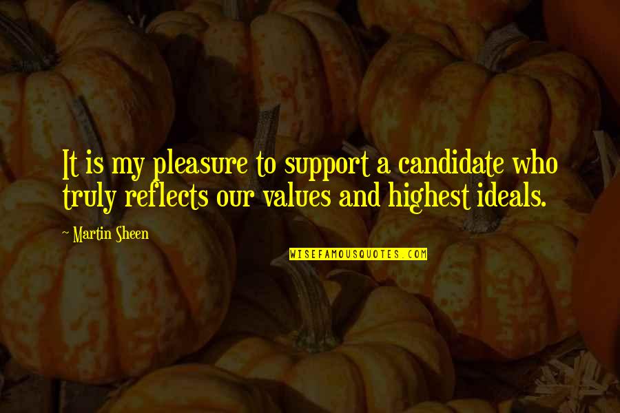 Shimkin Soccer Quotes By Martin Sheen: It is my pleasure to support a candidate