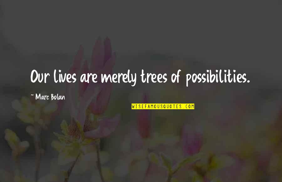 Shinault Rd Quotes By Marc Bolan: Our lives are merely trees of possibilities. Shinault Rd Quotes By Marc Bolan: Our lives are merely trees of possibilities.
