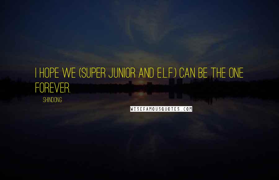 Shindong quotes: I hope we (Super Junior and E.L.F.) can be the one forever.