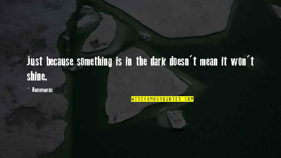 Shine In The Dark Quotes By Anonymous: Just because something is in the dark doesn't