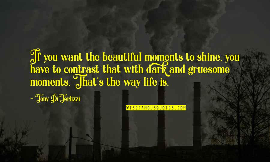 Shine In The Dark Quotes By Tony DiTerlizzi: If you want the beautiful moments to shine, Shine In The Dark Quotes By Tony DiTerlizzi: If you want the beautiful moments to shine,