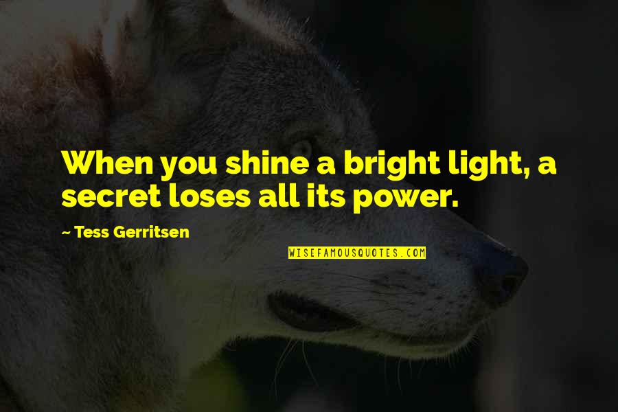 Shine So Bright Quotes By Tess Gerritsen: When you shine a bright light, a secret