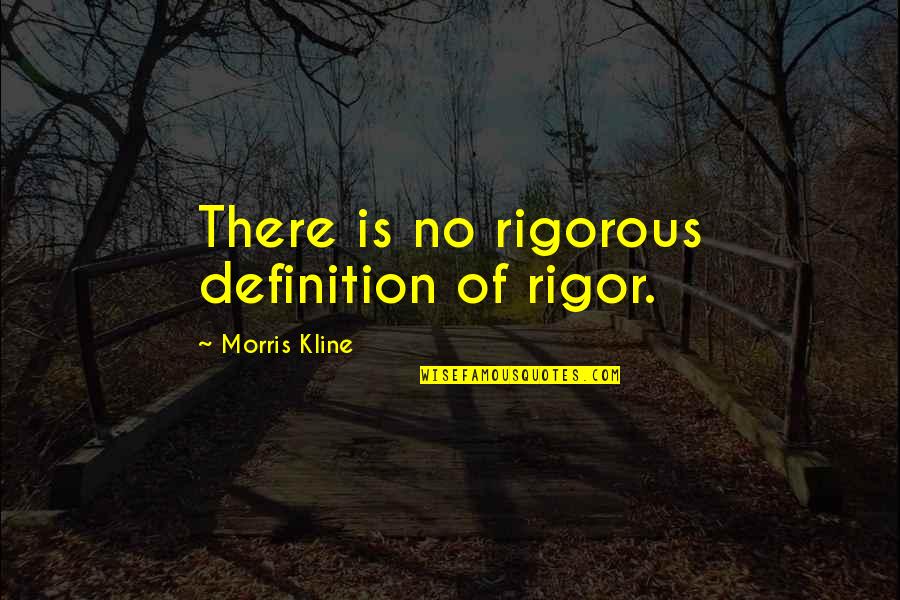 Shinedown Song Quotes By Morris Kline: There is no rigorous definition of rigor. Shinedown Song Quotes By Morris Kline: There is no rigorous definition of rigor.