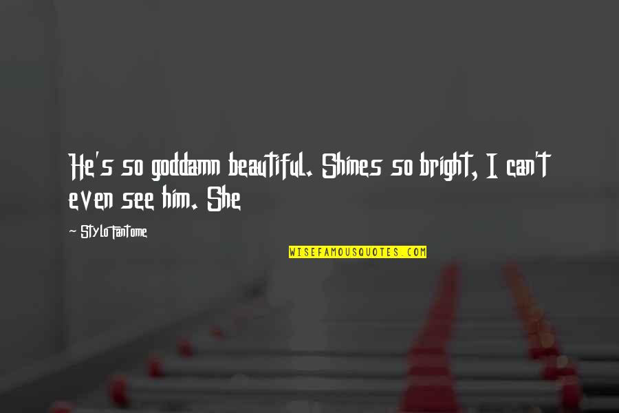 Shines Bright Quotes By Stylo Fantome: He's so goddamn beautiful. Shines so bright, I