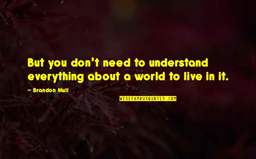 Shinfield Baptist Quotes By Brandon Mull: But you don't need to understand everything about