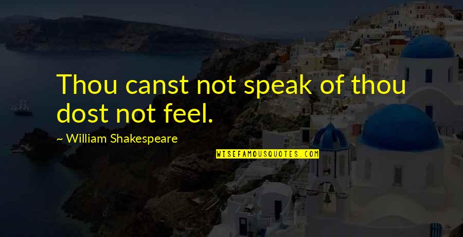 Shingo Quality Quotes By William Shakespeare: Thou canst not speak of thou dost not