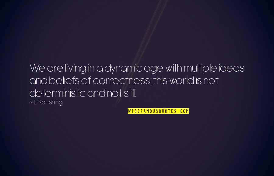 Shing's Quotes By Li Ka-shing: We are living in a dynamic age with Shing's Quotes By Li Ka-shing: We are living in a dynamic age with