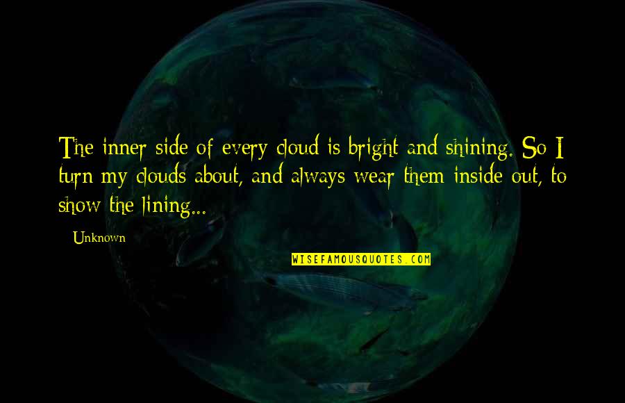 Shining Bright Quotes By Unknown: The inner side of every cloud is bright