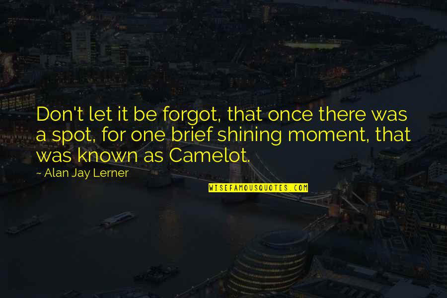 Shining Moments Quotes By Alan Jay Lerner: Don't let it be forgot, that once there