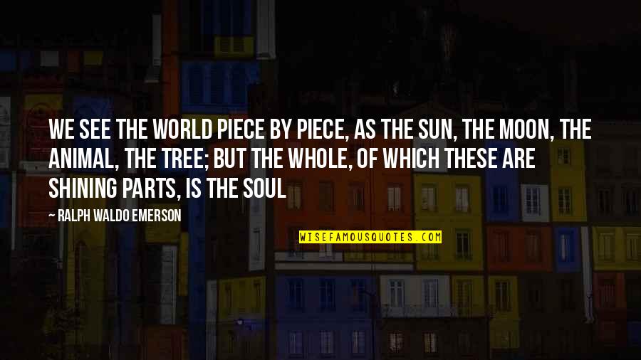 Shining Soul Quotes By Ralph Waldo Emerson: We see the world piece by piece, as Shining Soul Quotes By Ralph Waldo Emerson: We see the world piece by piece, as