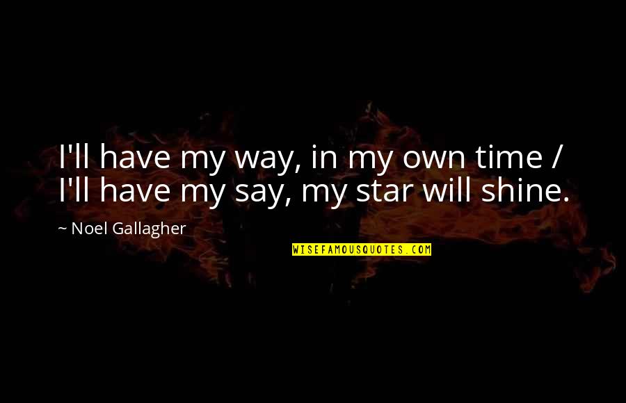 Shining Star Quotes By Noel Gallagher: I'll have my way, in my own time
