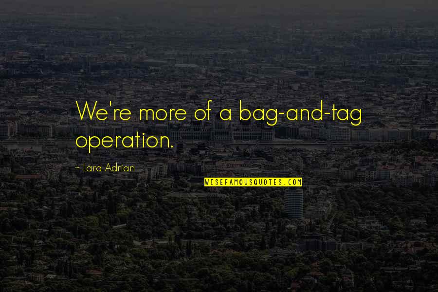 Shinzo Abe Quotes By Lara Adrian: We're more of a bag-and-tag operation.