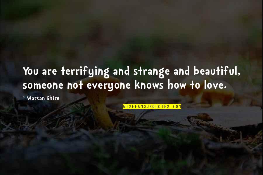 Shire Quotes By Warsan Shire: You are terrifying and strange and beautiful, someone