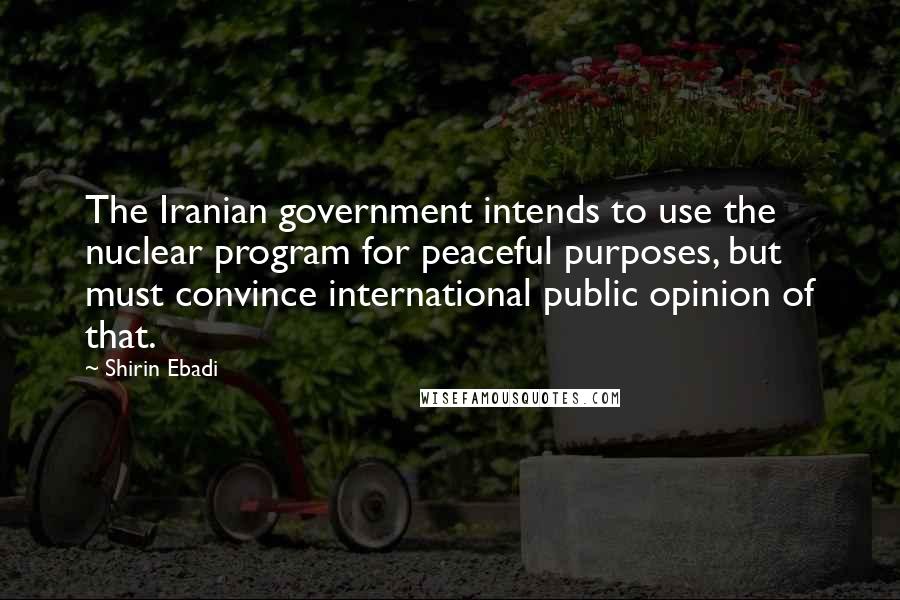 Shirin Ebadi quotes: The Iranian government intends to use the nuclear program for peaceful purposes, but must convince international public opinion of that.