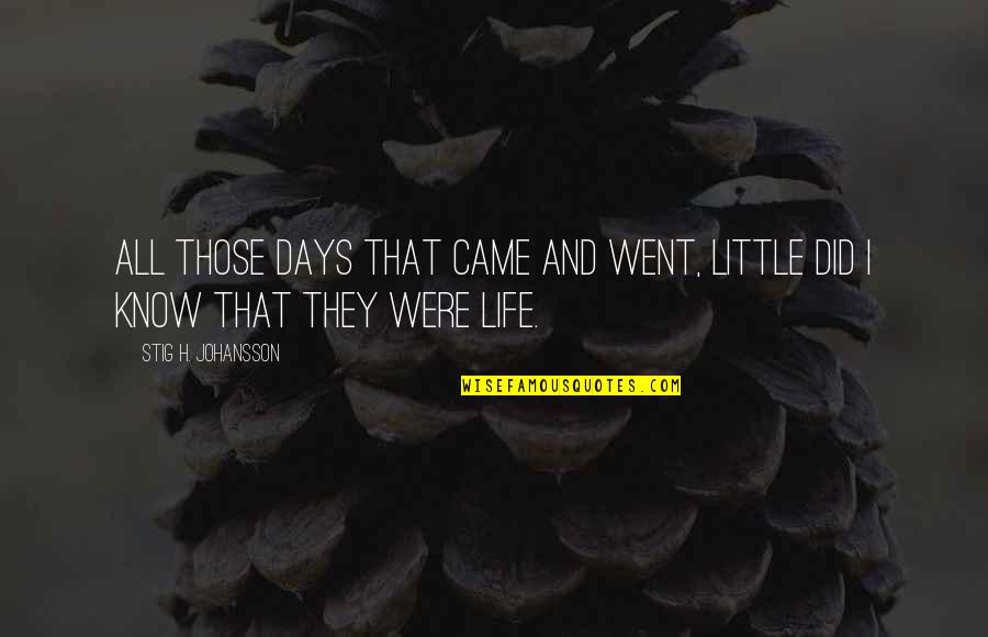 Shiro Iori Quotes By Stig H. Johansson: All those days that came and went, little Shiro Iori Quotes By Stig H. Johansson: All those days that came and went, little