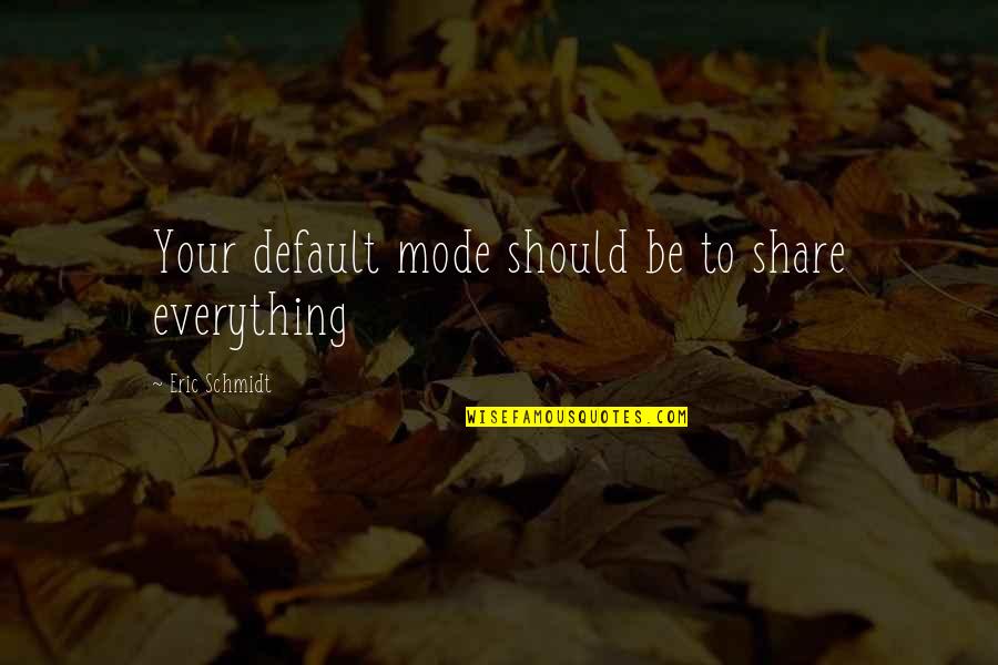 Shiroiwa Ruki Quotes By Eric Schmidt: Your default mode should be to share everything Shiroiwa Ruki Quotes By Eric Schmidt: Your default mode should be to share everything
