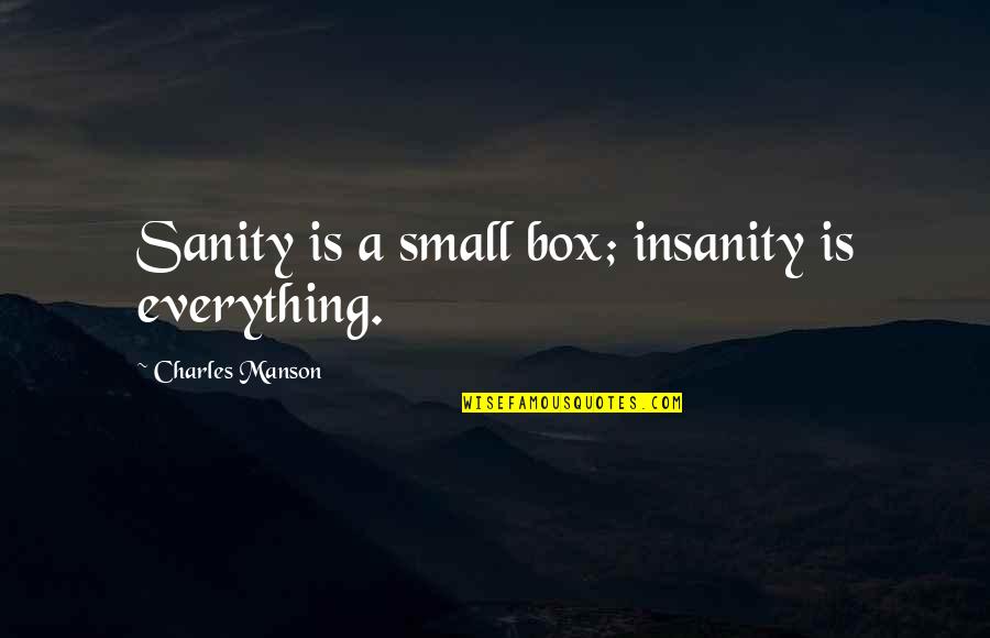 Shirtless Guys Quotes By Charles Manson: Sanity is a small box; insanity is everything.