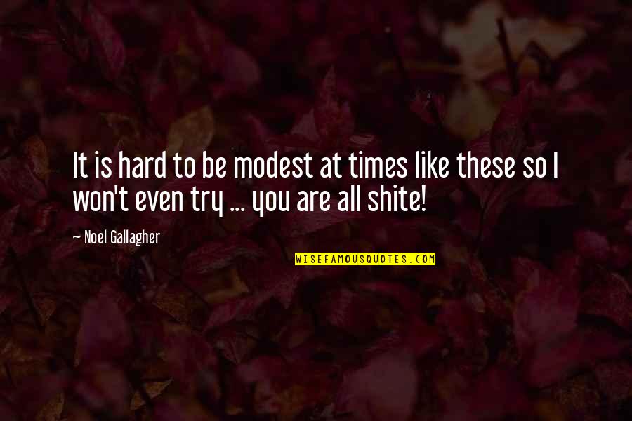Shite Quotes By Noel Gallagher: It is hard to be modest at times