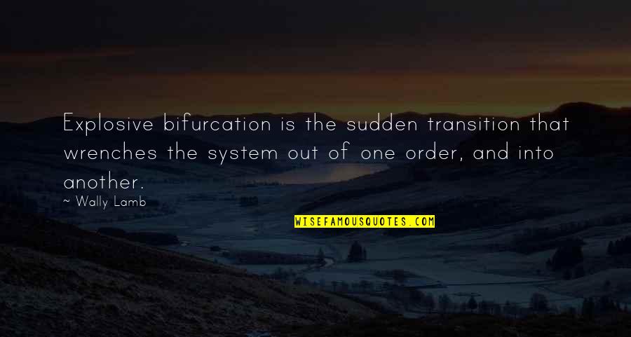 Shitexpress Quotes By Wally Lamb: Explosive bifurcation is the sudden transition that wrenches