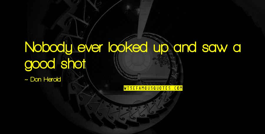 Shitloads Of Money Quotes By Don Herold: Nobody ever looked up and saw a good