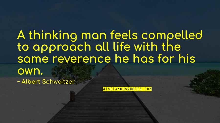 Shits Getting Old Quotes By Albert Schweitzer: A thinking man feels compelled to approach all