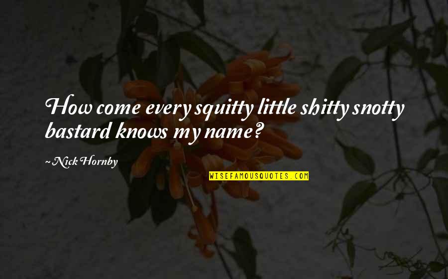 Shitty Quotes By Nick Hornby: How come every squitty little shitty snotty bastard