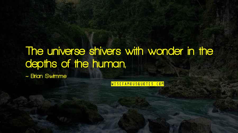 Shivers Quotes By Brian Swimme: The universe shivers with wonder in the depths